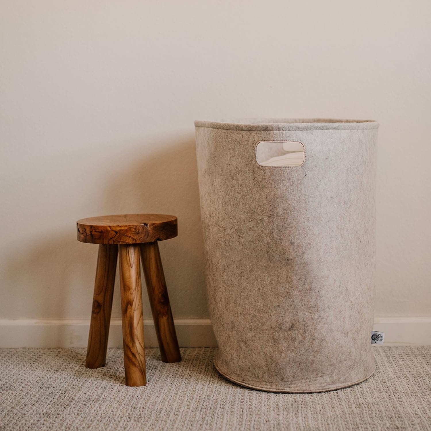 Parker Baby Nursery Laundry Hamper - Felt Storage Basket and Baby Hamper for Nursery (Oatmeal) - Image 3